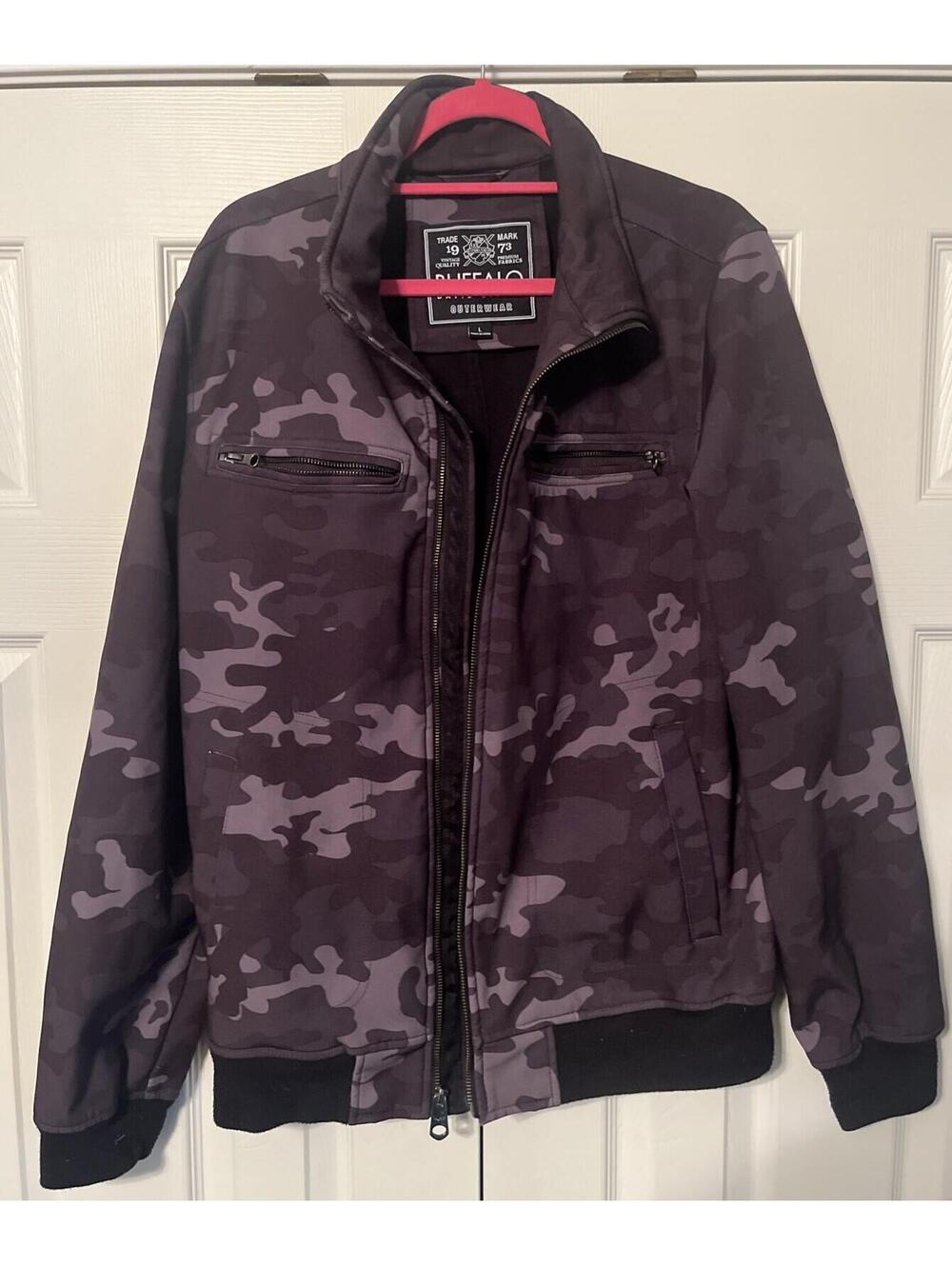 Buffalo David Bitton Fleece Lined Jacket Mens Large Camouflage Front Zip Clean!